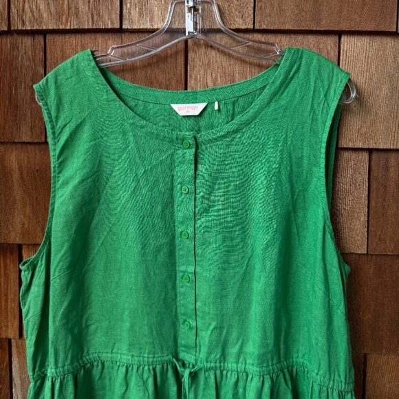 EUC GORMAN Australia Kelly Green Linen Sleeveless Tiered Dress in Women's 2X - Picture 5 of 11